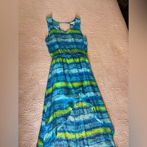 Summer Striped Blue & Green Sleeveless Maxi Dress